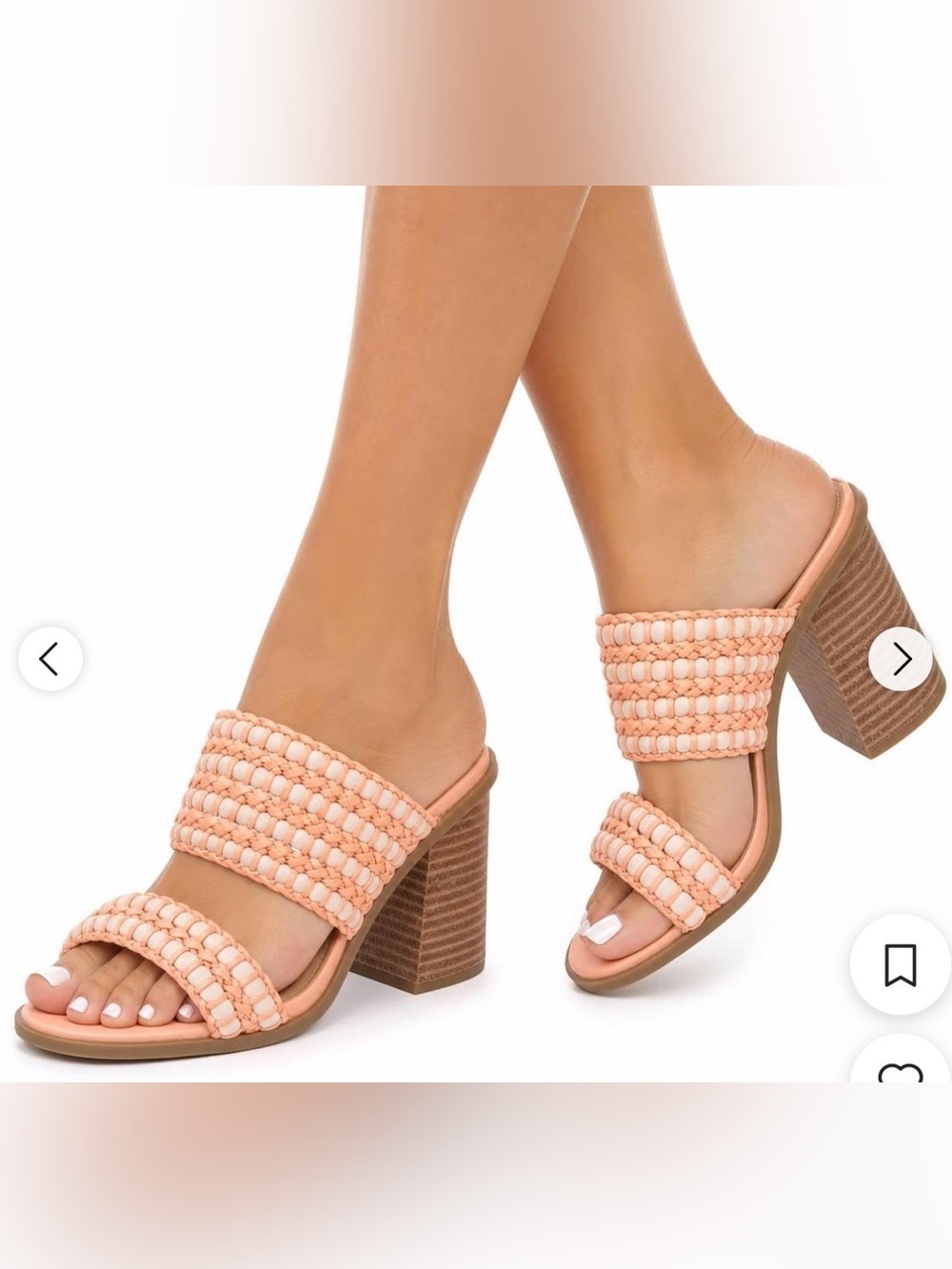 DV Dolce Vita Woven Two-Band Block Heel Sandals - Peach Size 8
